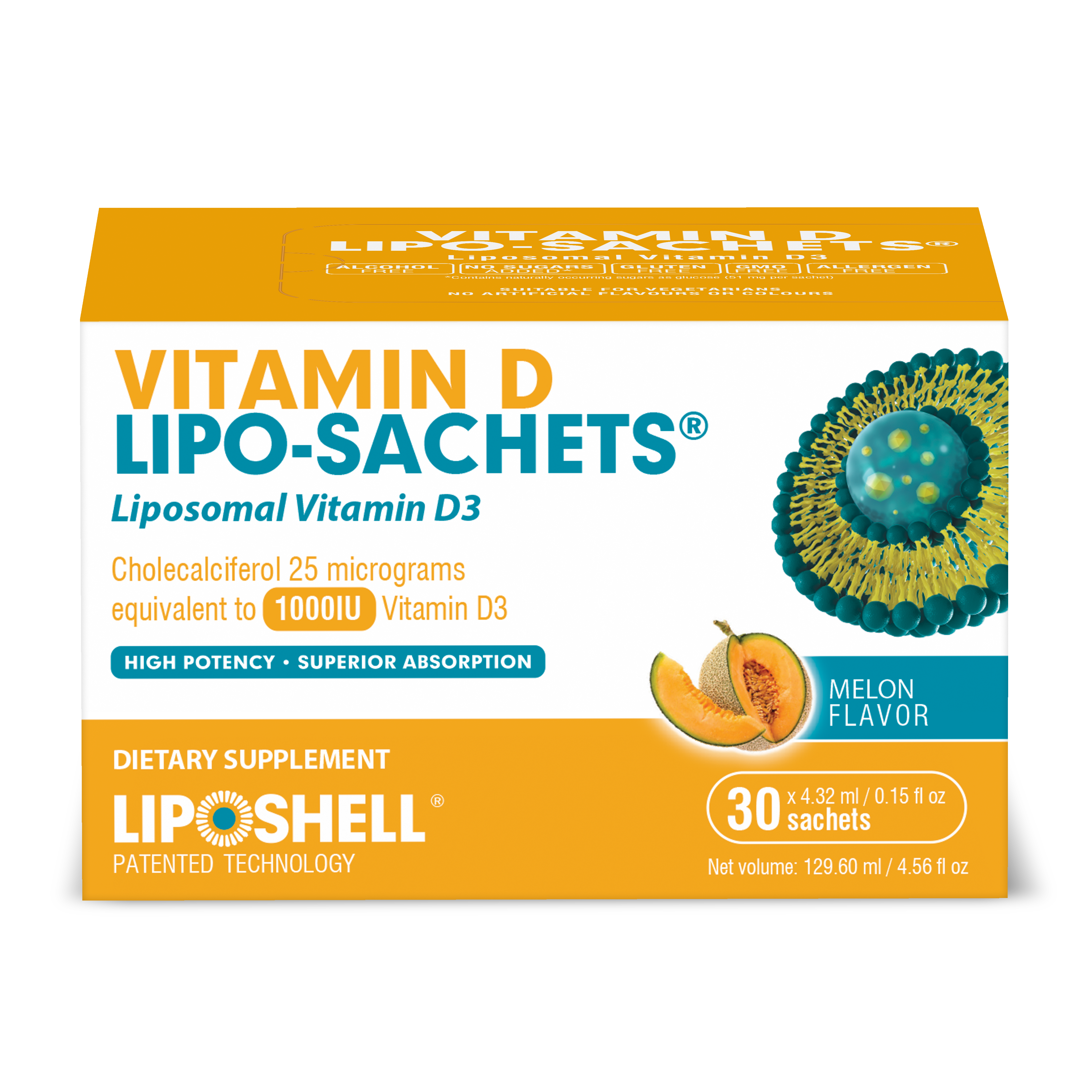 Vitamin D Lipo-Sachets 1000IU Melon 30's
