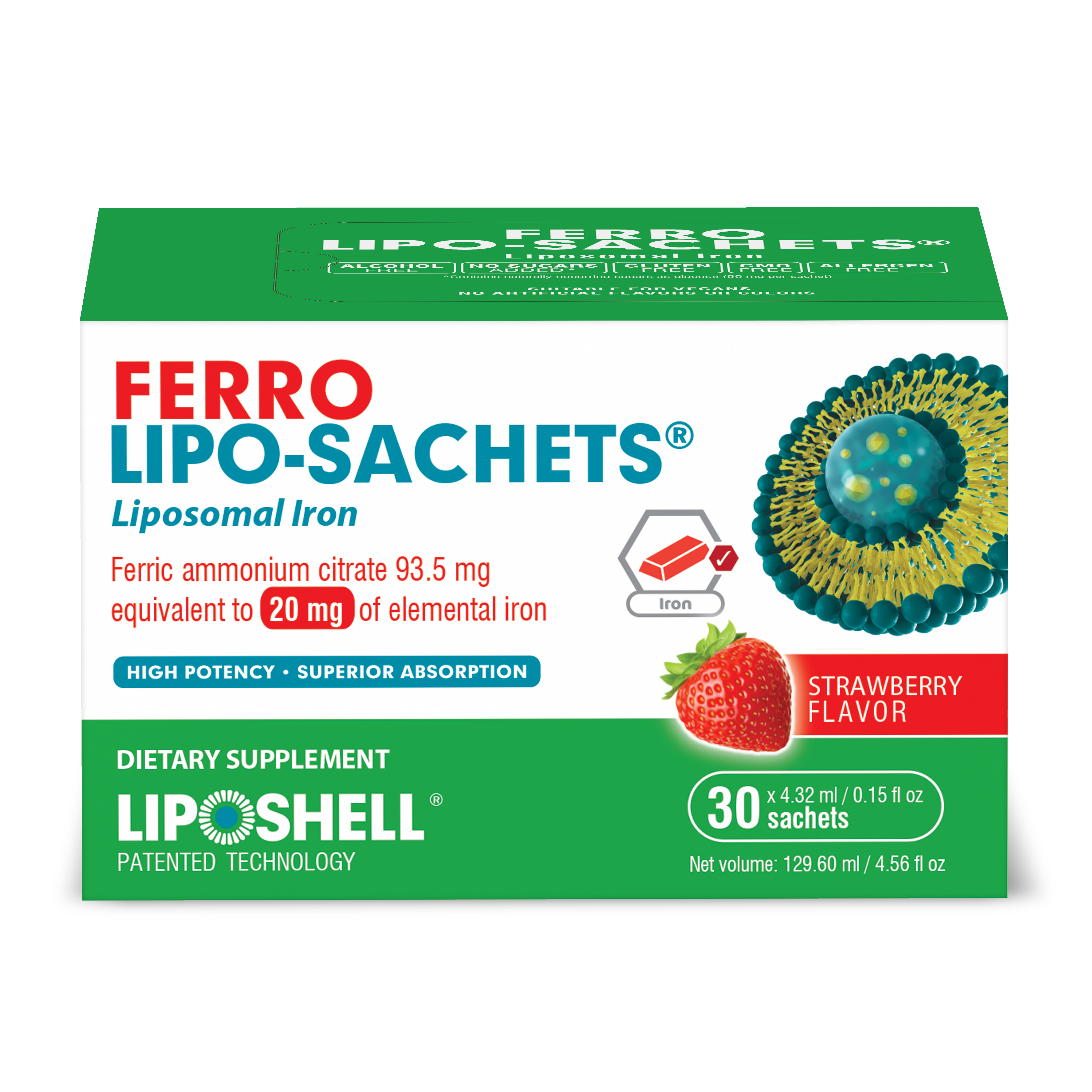 Ferro Lipo-Sachets 20mg Strawberry 30's