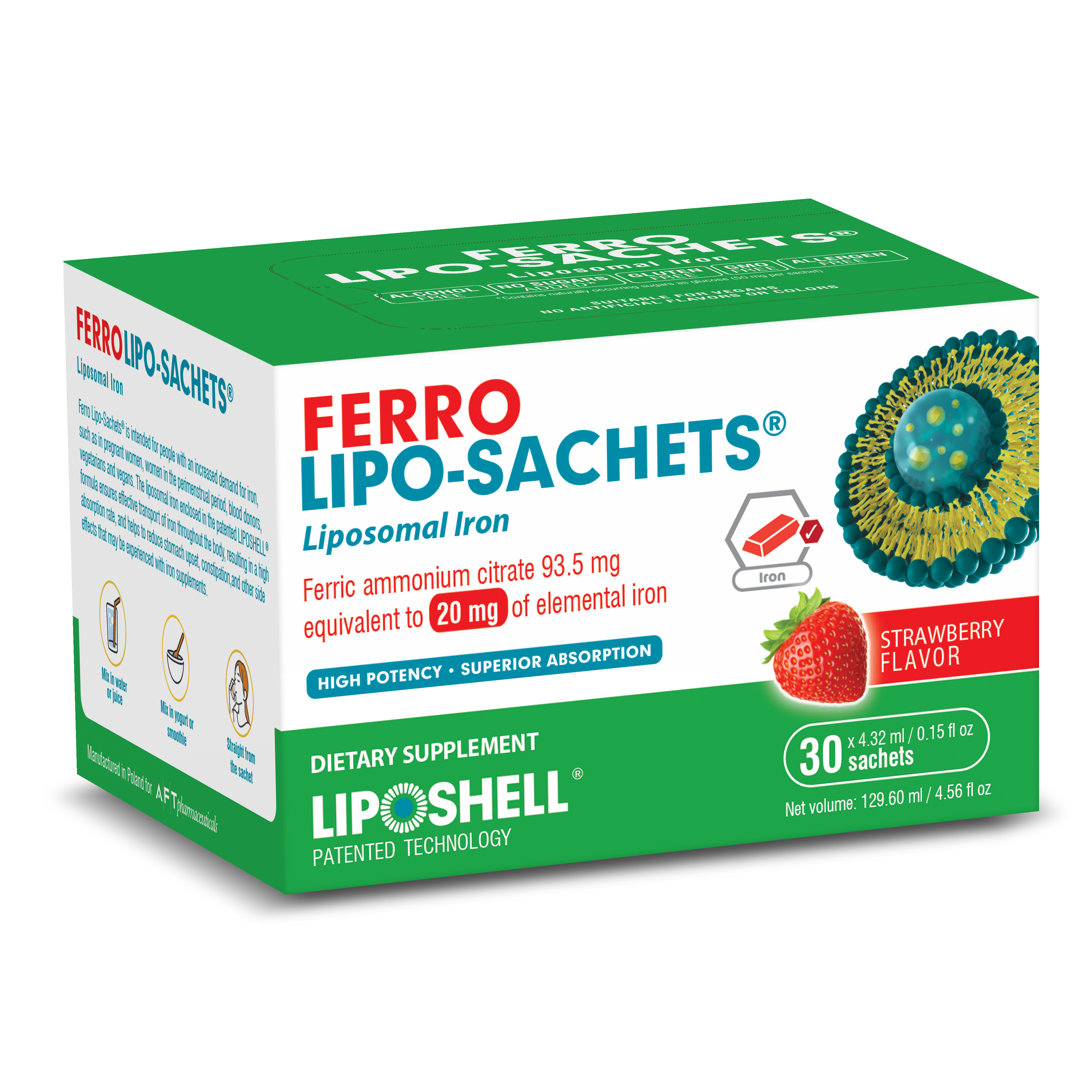 Ferro Lipo-Sachets 20mg Strawberry 30's