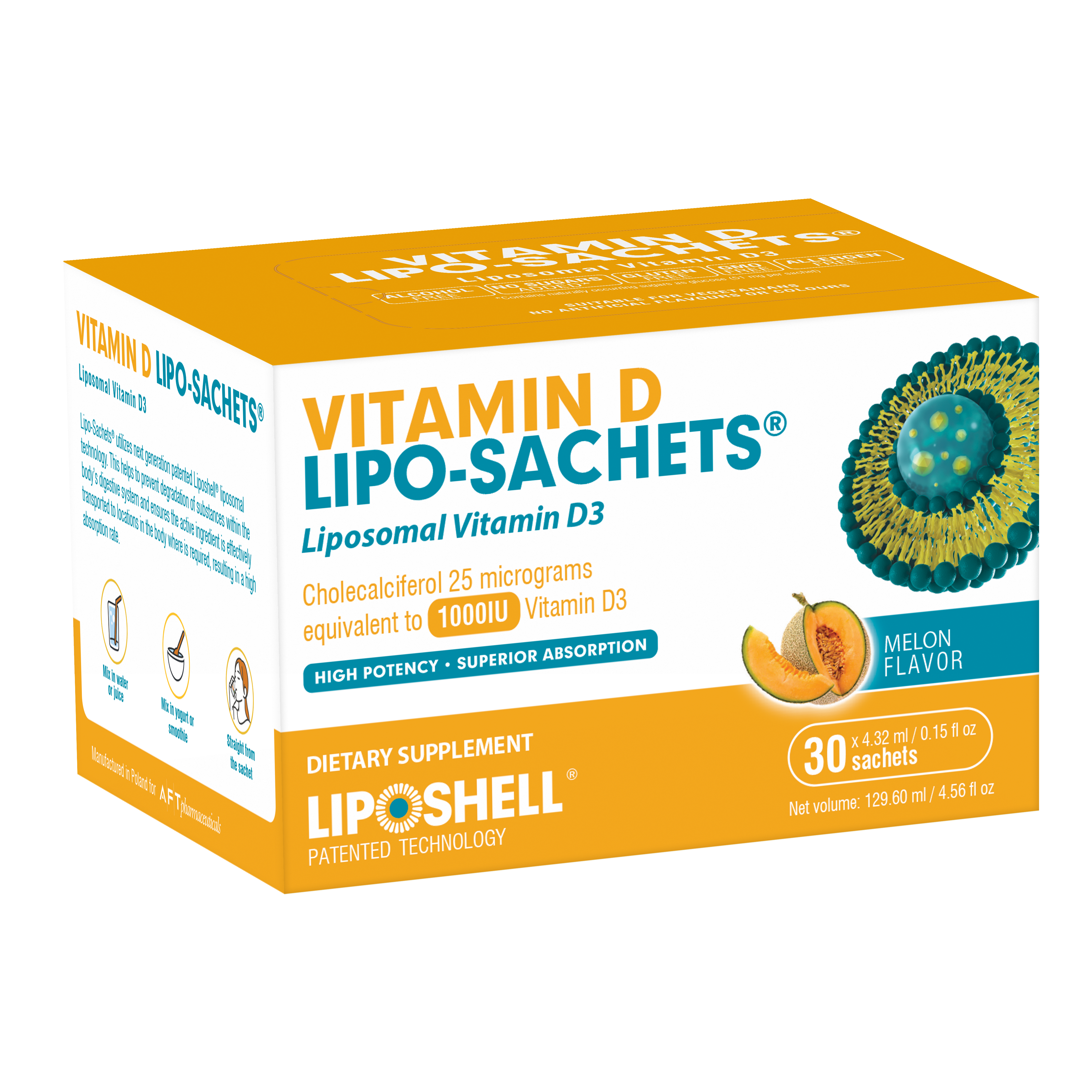 Vitamin D Lipo-Sachets 1000IU Melon 30's