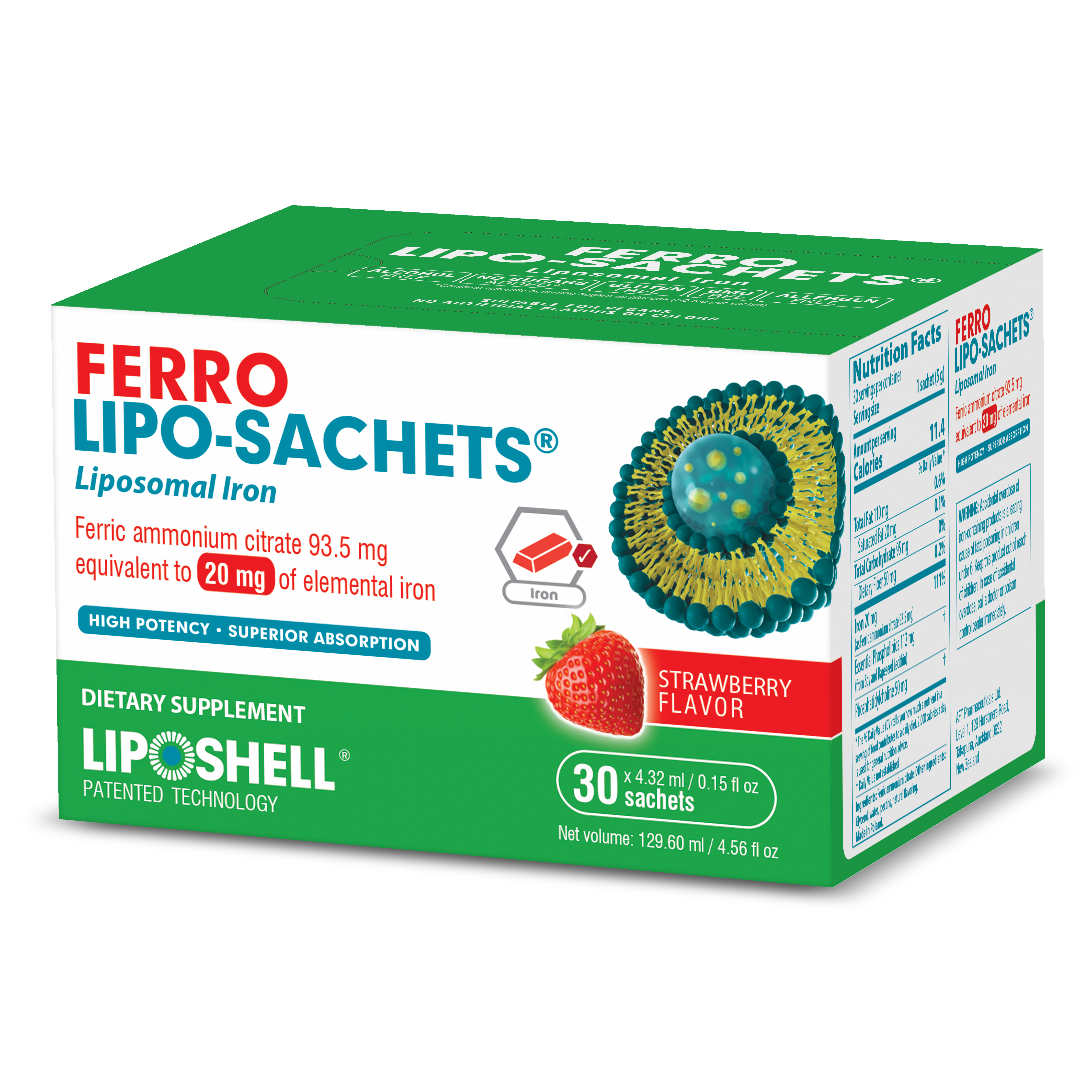 Ferro Lipo-Sachets 20mg Strawberry 30's