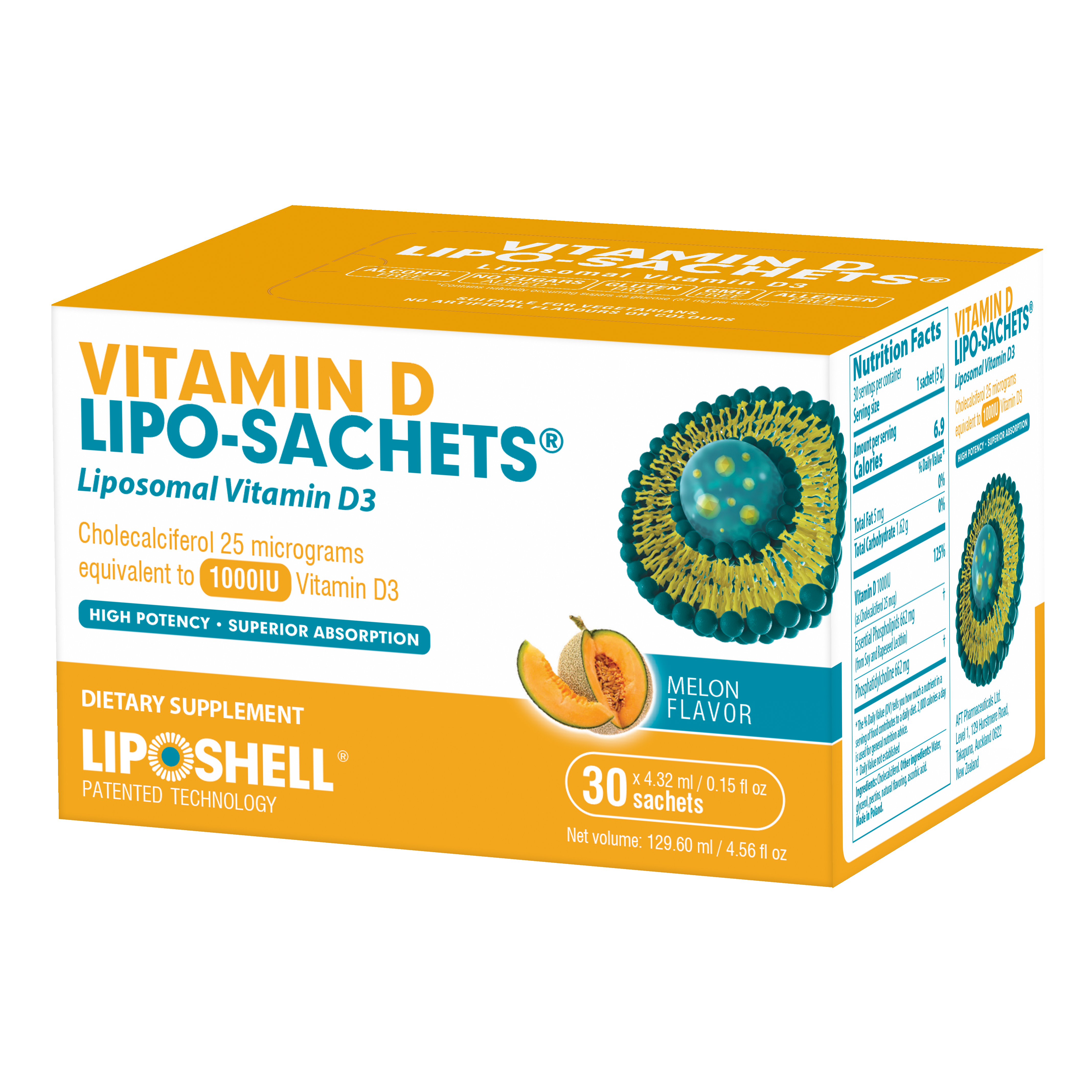 Vitamin D Lipo-Sachets 1000IU Melon 30's